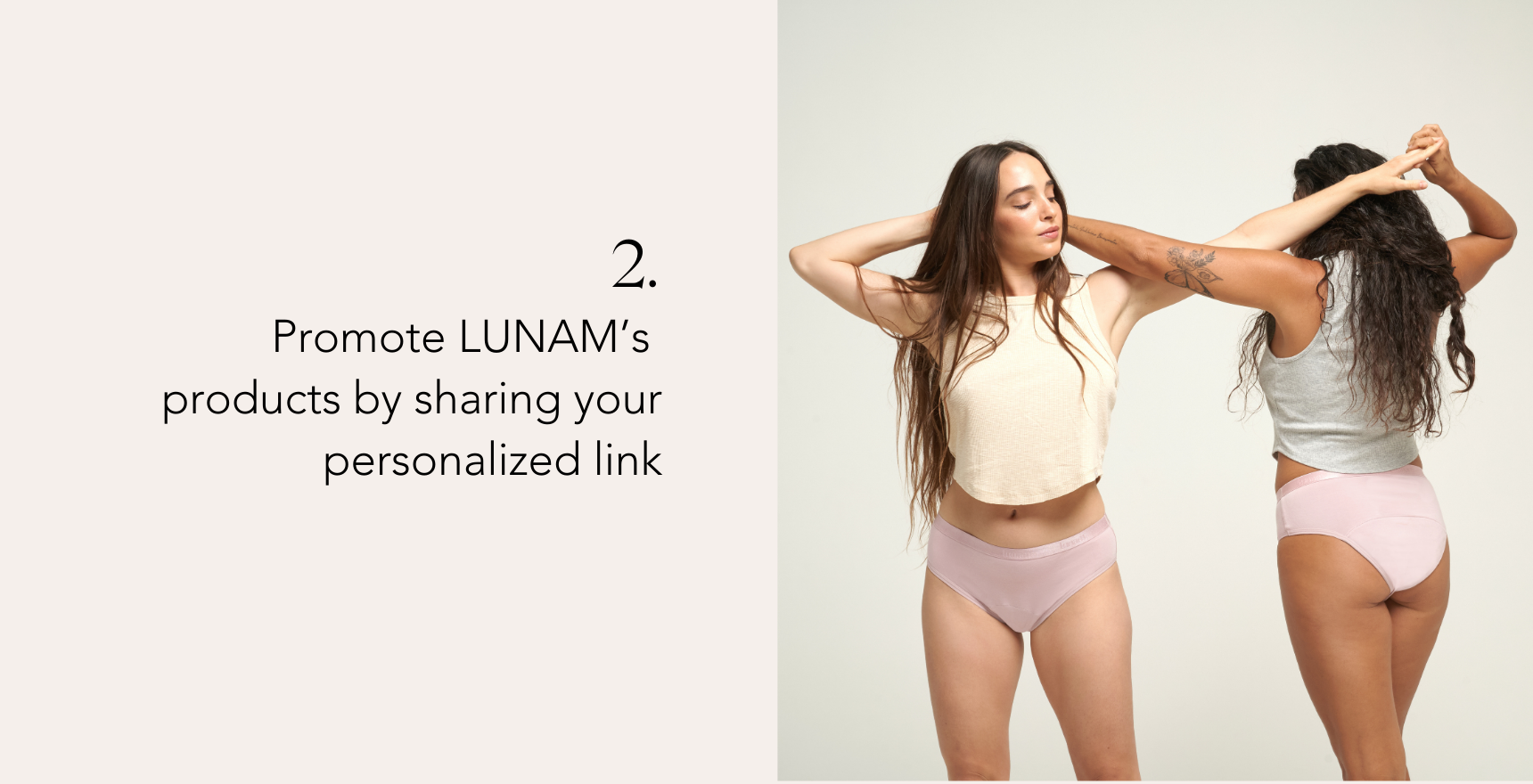 promote lunam's products by sharing your personalized link